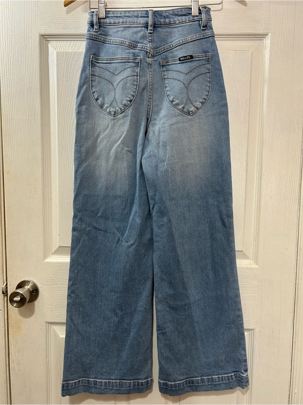 Rolla’s Sailor Jeans High Rise Wide Leg Light Wash Patch Pocket Size 25 Denim - Picture 2 of 7